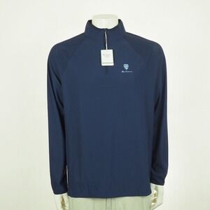 New Ben Sherman Sport Pique Quarter Zip Pullover Golf Sweater Mens XL Dark Blue